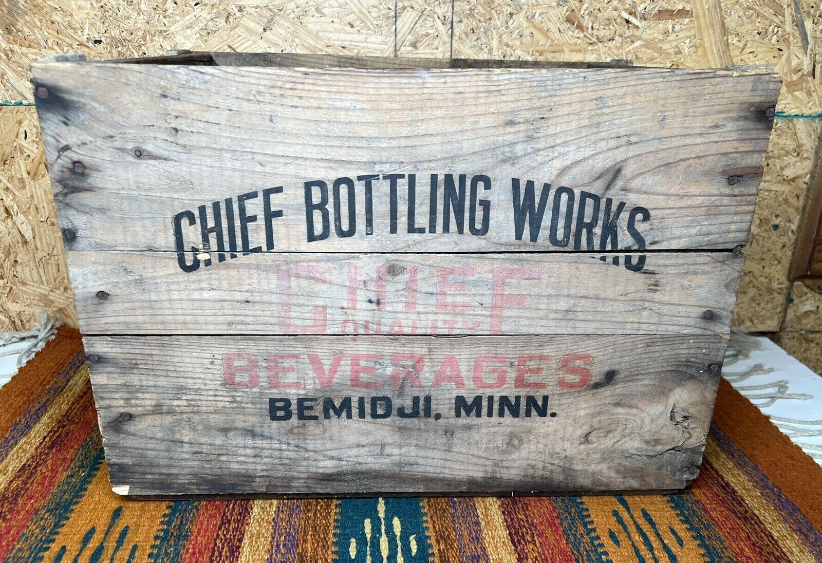 Vintage Chief Bottling Works Beverages Bemidji Minnesota Wood Box Crate
