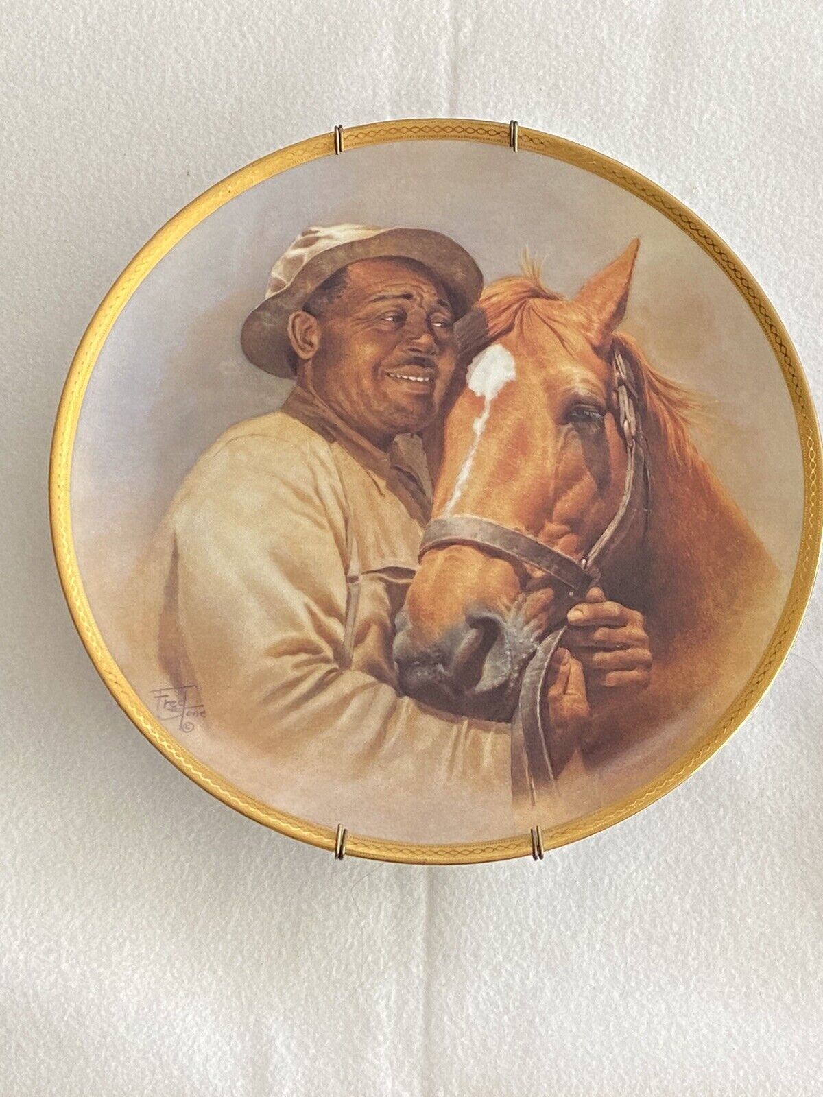 Man o' War & Will Harbut by Fred Stone porcelain plate gold trim #4260 of 9,500