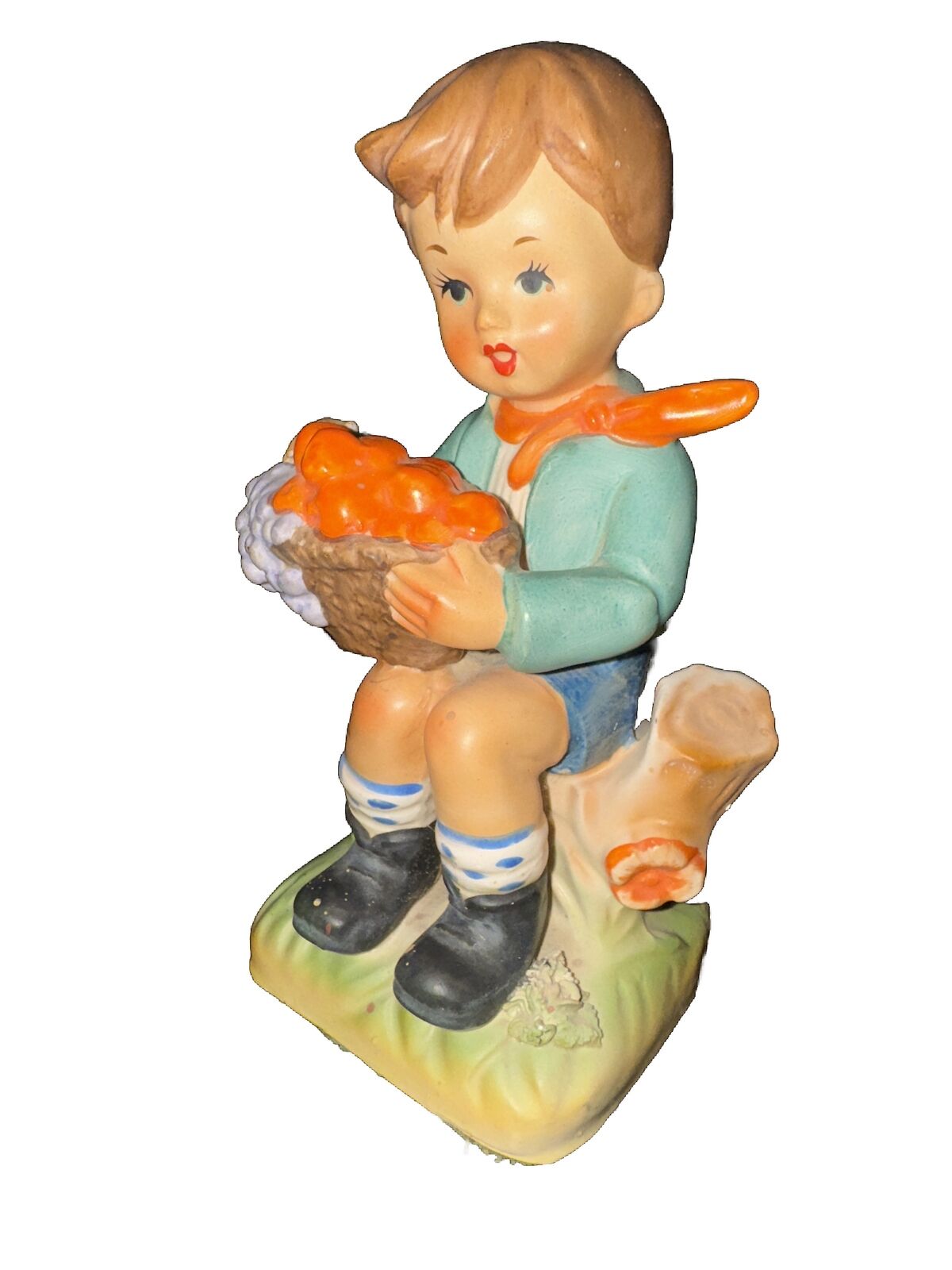 Enesco Hand painted Little Boy with Fruit Basket Figurine 8\