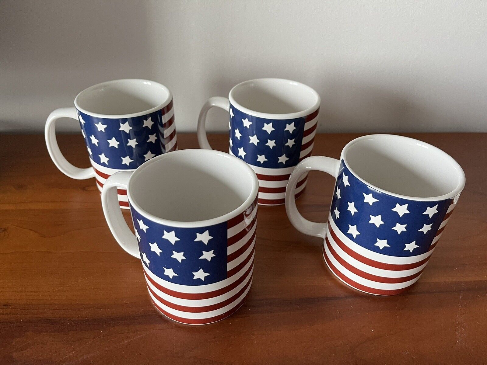 LOT OF 4  1997 Ralph Lauren HEARTLAND Patriotic Flag Coffee Mug 12 oz USA