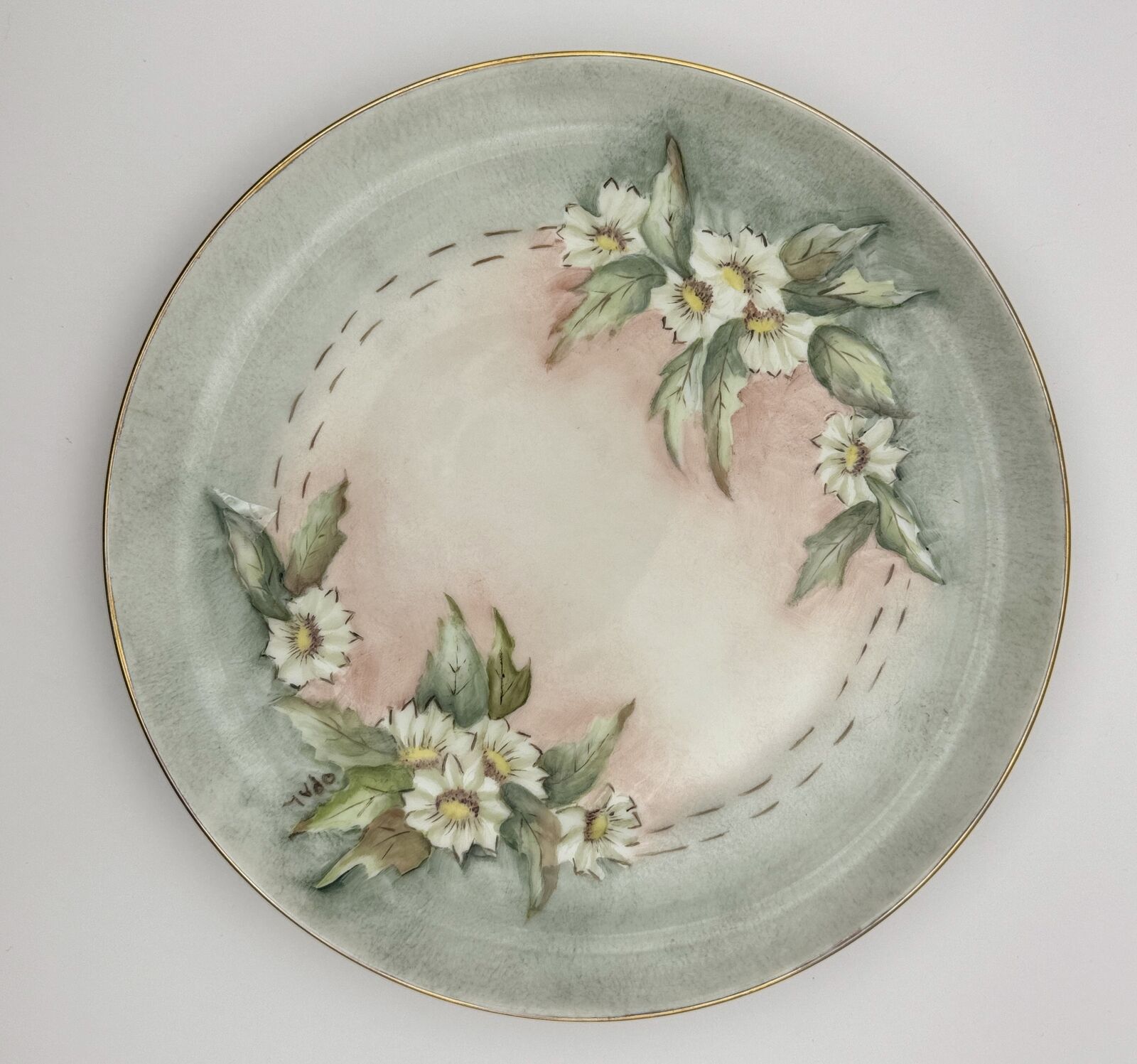 German Hand-Painted Porcelain Plate with Floral Design
