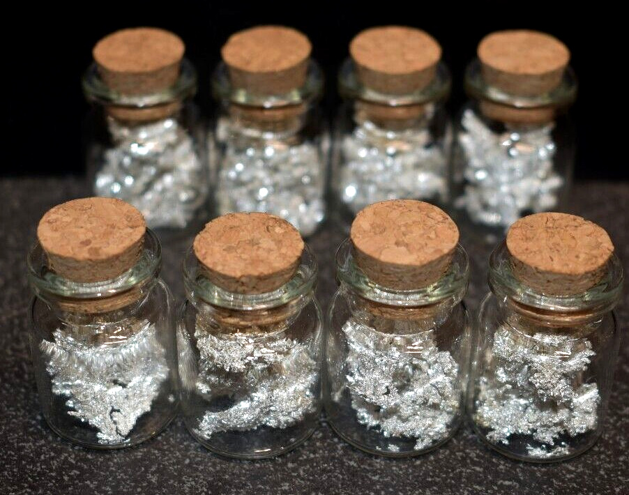 5Grams of Sparkles Ultra Pure SILVER CRYSTALLINE .999+ Fine Nugget in Glass Vial