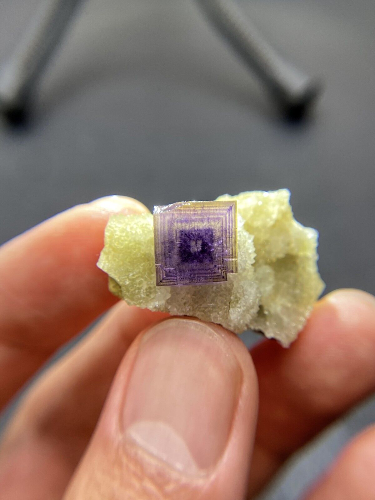 Rare  9.2g Exquisite multi-layer purple window cubic fluorite mineral crystal