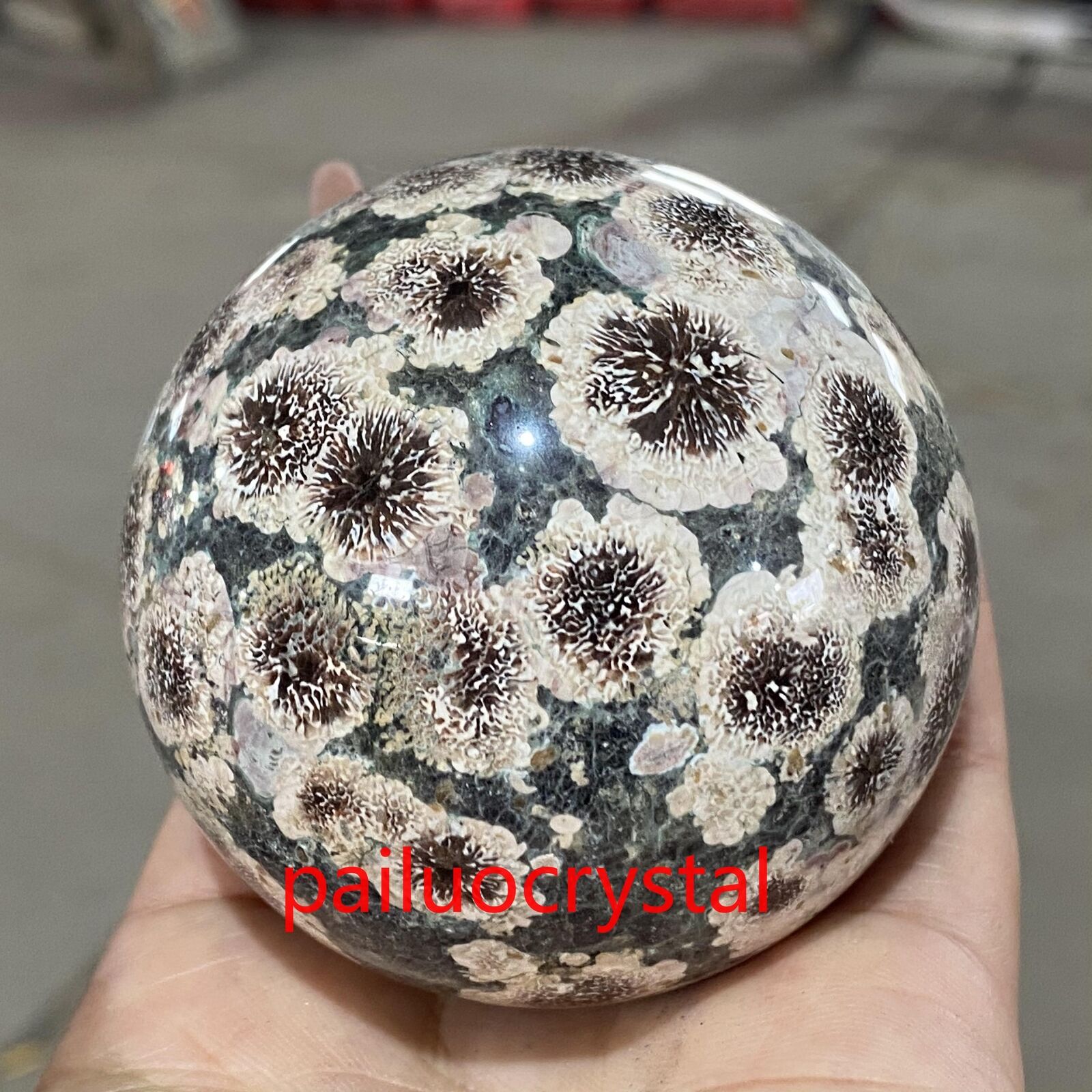 45mm+ Natural Green cherry blossom Ball Quartz Crystal Sphere Reiki Healing 1pc