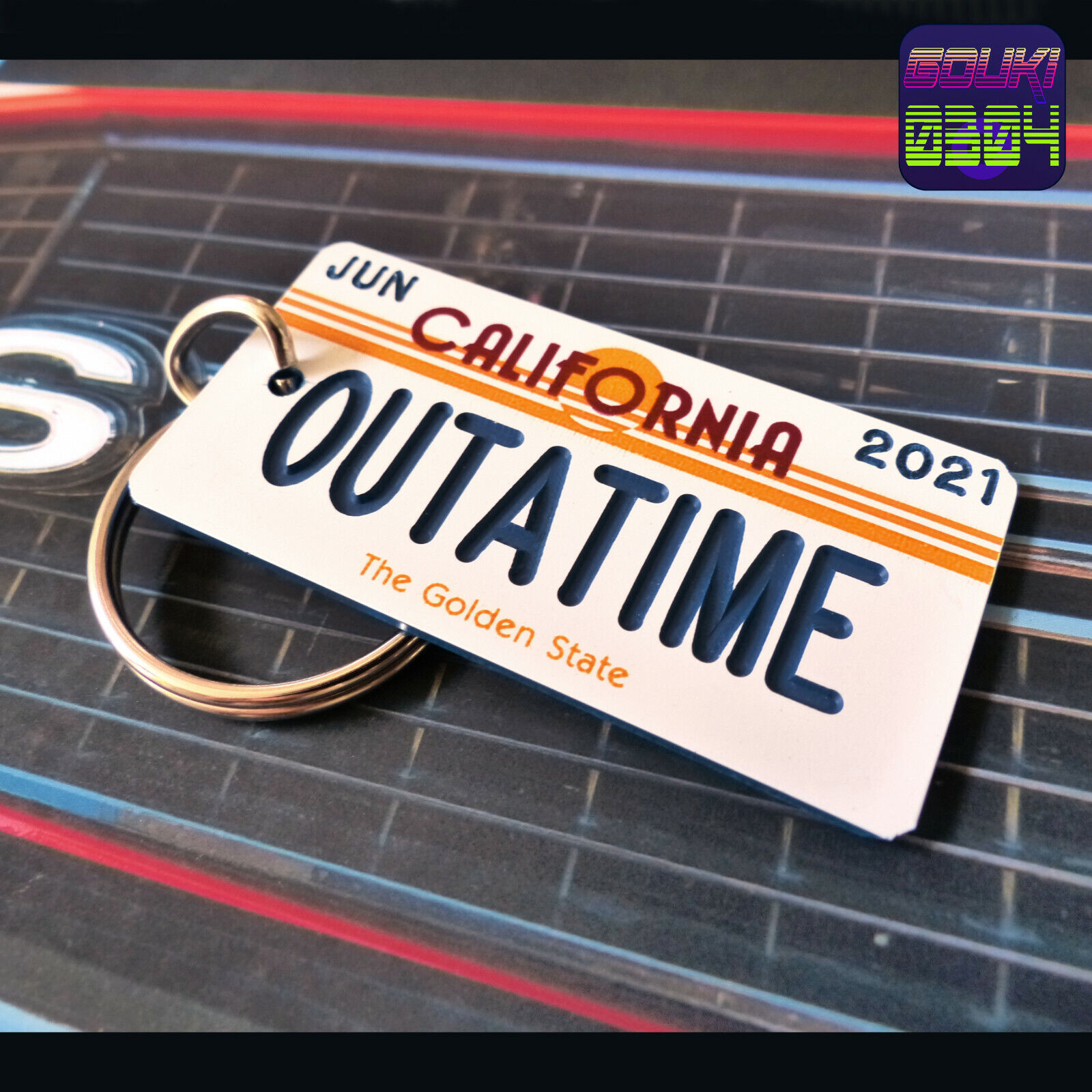 Personalized Back to the Future Keychain Tag - OUTATIME Custom License Plate