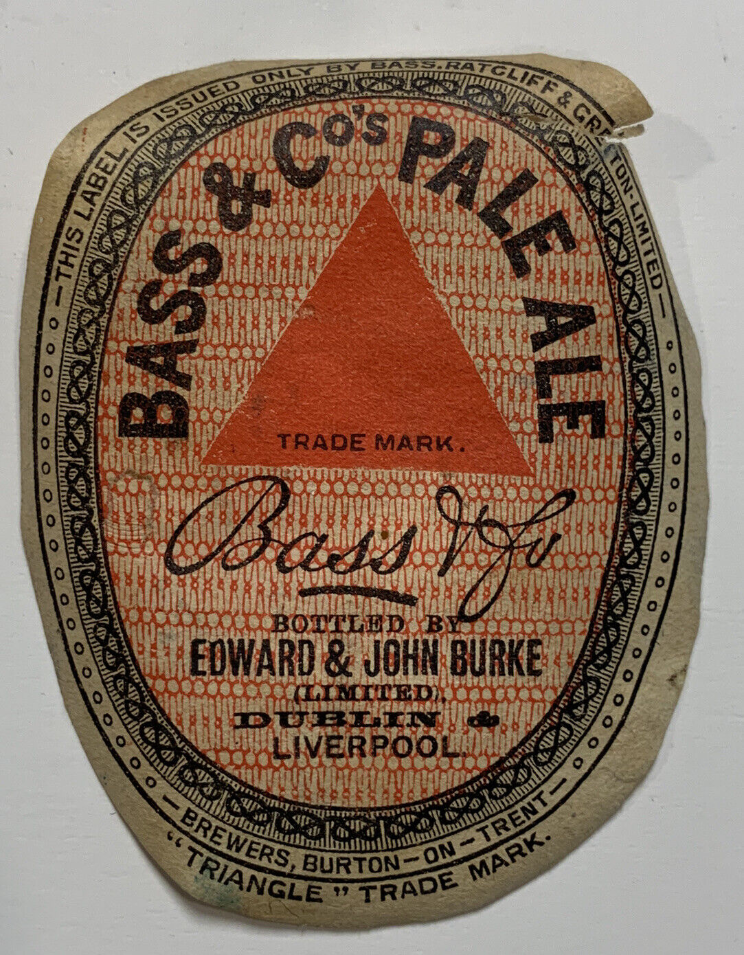 BEER LABEL: 1920s BASS & COs Pale Ale