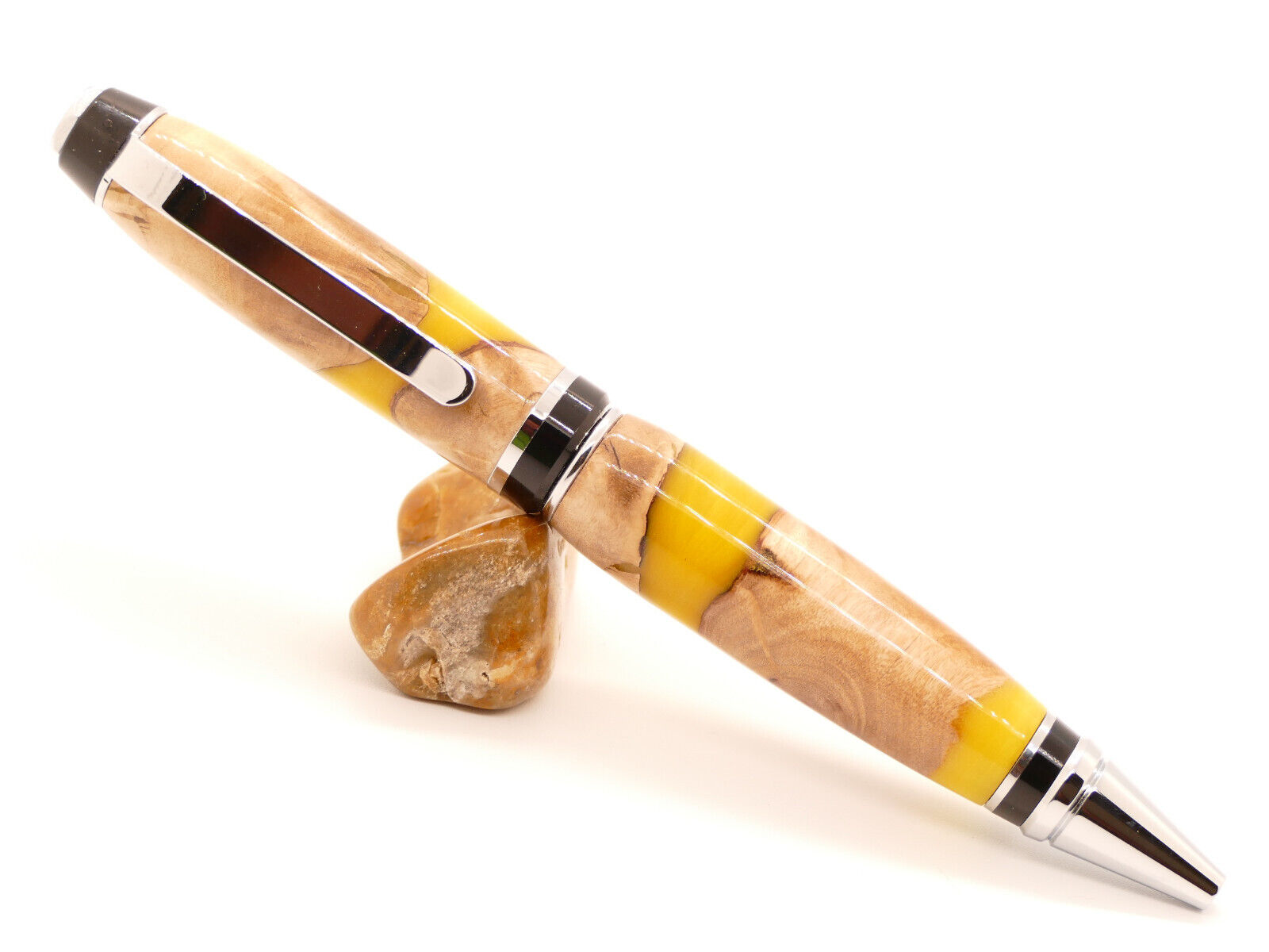 Beautiful Hand turned Handmade Cigar Style Pen Resin with embedded Burl wood