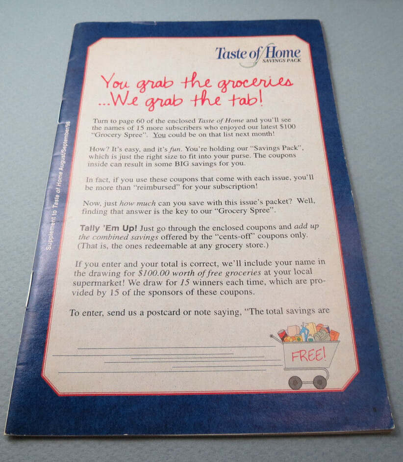 Vintage 1998 Taste of Home Savings Pack Recipes & Expired Name Brand Coupons