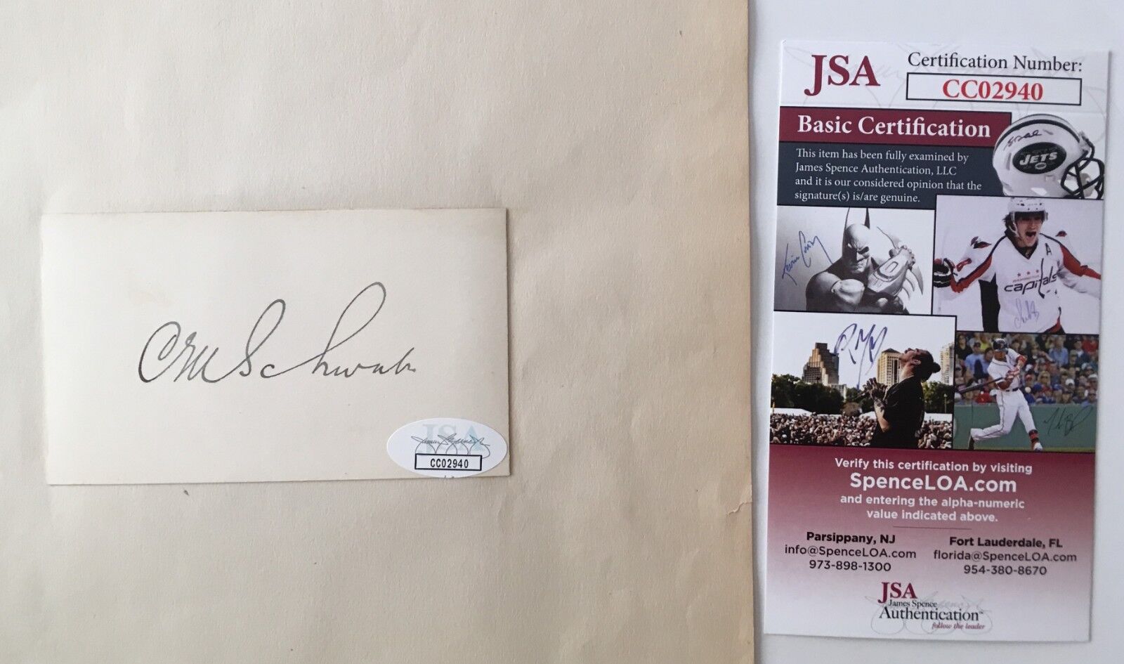Charles Schwab Signed Autographed 2x4 Card on Page JSA Certified Steel Magnate