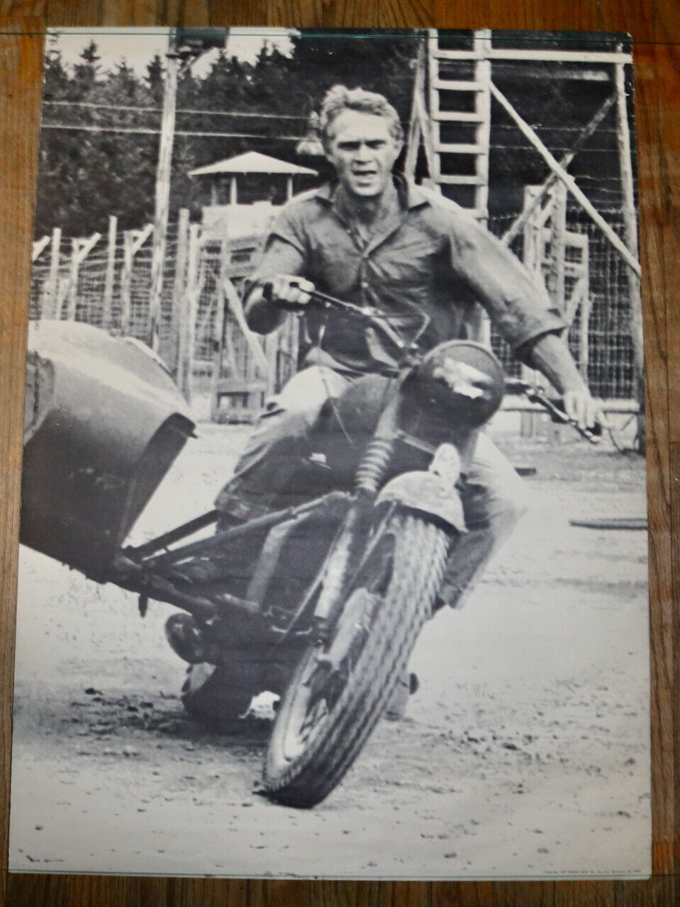 'Famous Faces' poster of Steve McQueen The Great Escape 1967 rare motorcycle