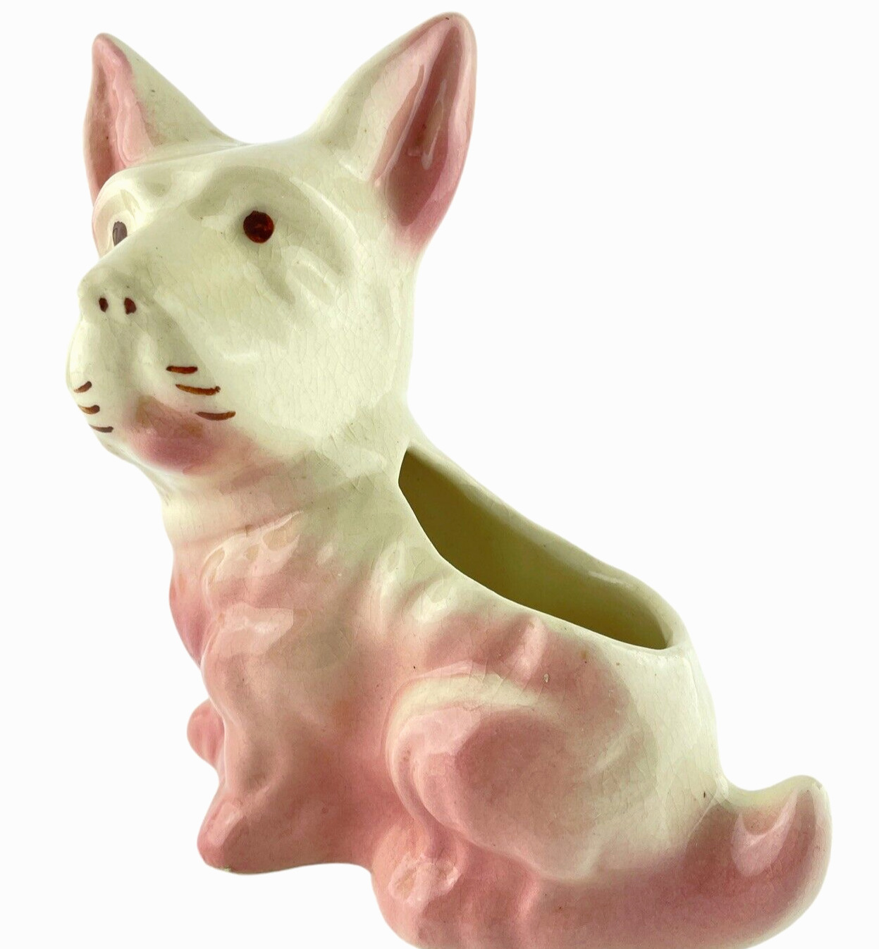 West Highland Terrier Planter  Westie Ceramic Succulent Vase Pink and White