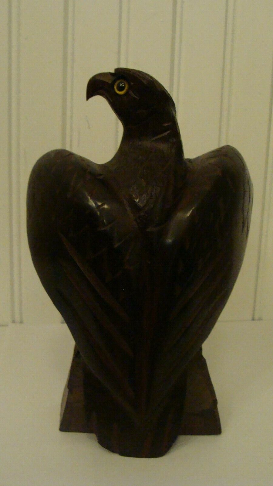 Vintage Amazing Hand Carved Iron Wood EAGLE Figurine 
