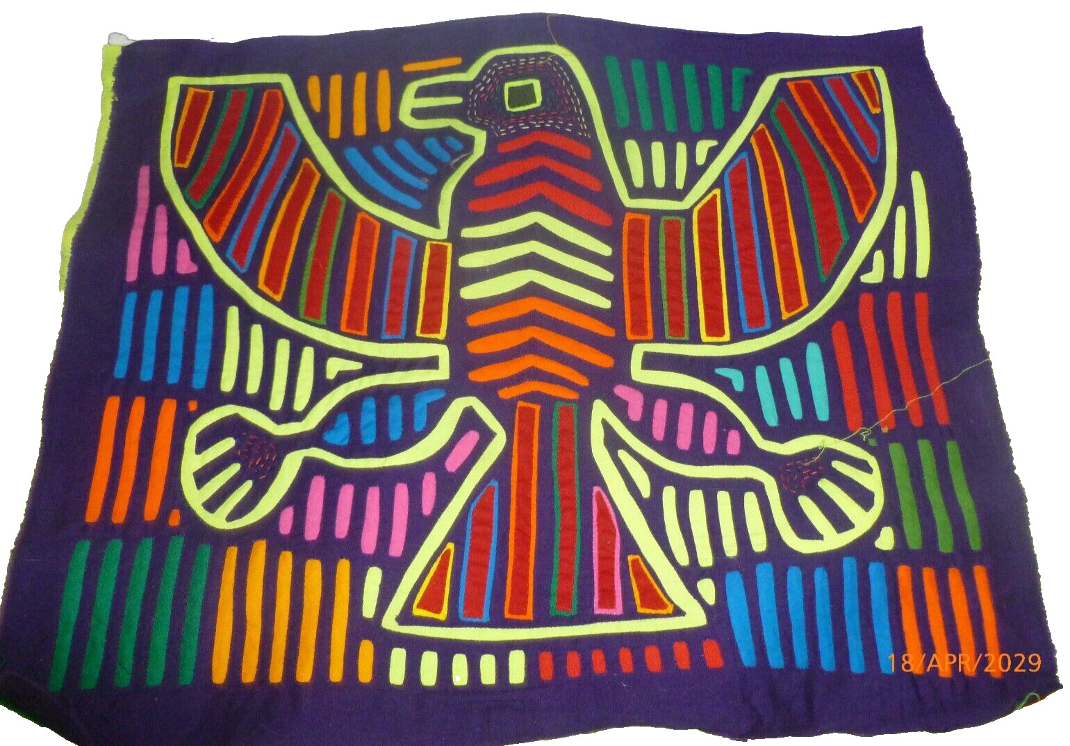 Vintage Kuna Eagle Mola Appliqué Panama Embroidery Eagle 14x18\