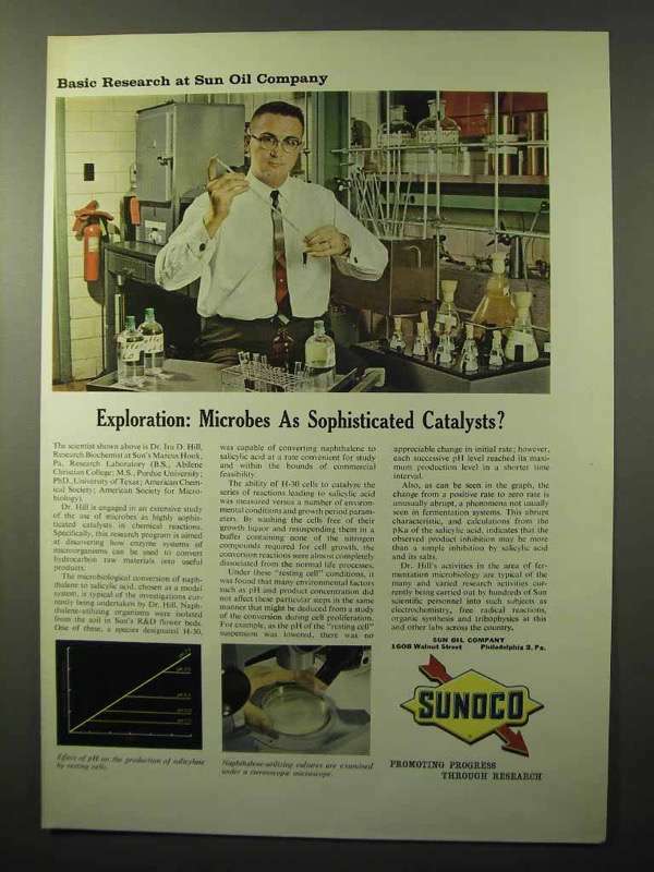 1964 Sunoco Oil Ad - Microbes Sophisticated Catalysts