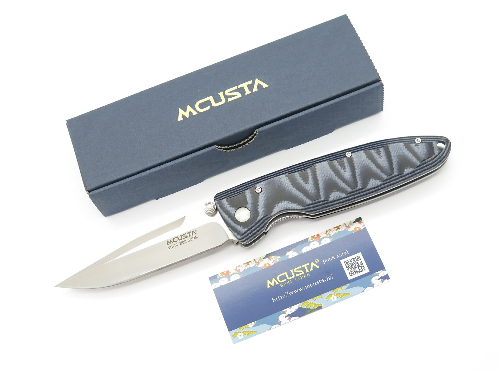 Mcusta Seki Japan MC-10V Classic Wave Blue Micarta VG-10 Folding Pocket Knife