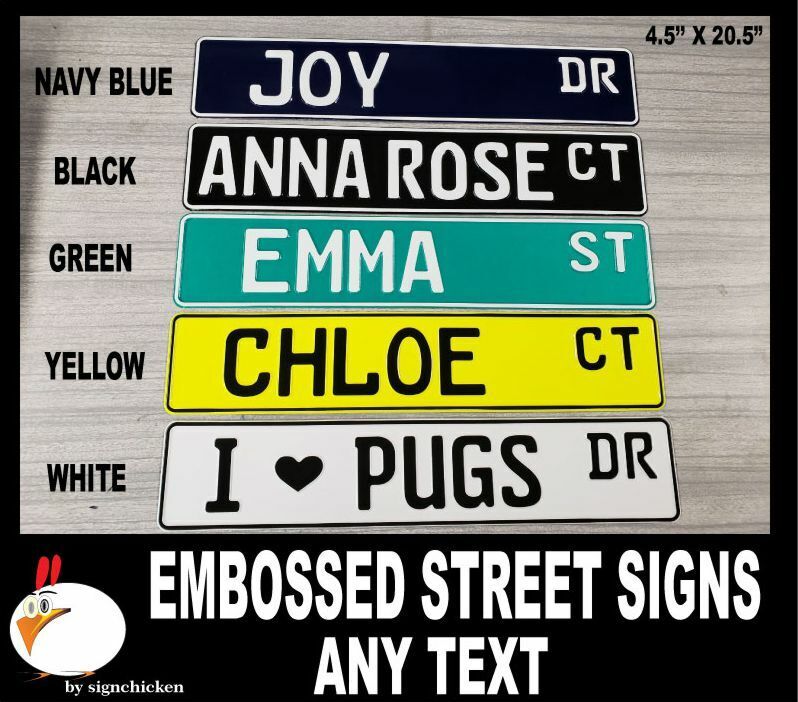CUSTOM STREET SIGN - Embossed, Custom text, sign, man cave, home decor, garage