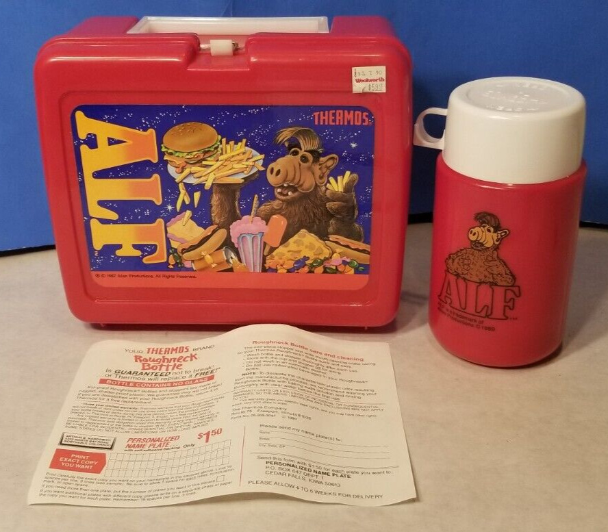 💥 1987 BRAND NEW ALF Lunchbox w/Thermos & Mfg. Paperwork Never Used 💥