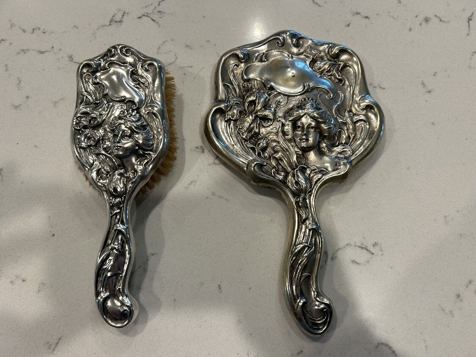 Late 1800’s To Early 1900’s G. Silver Brush And Hand Mirror