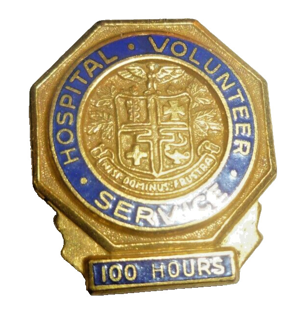 Vintage Lapel / Hat Pins Hospital Volunteer Service 100 Hours Award