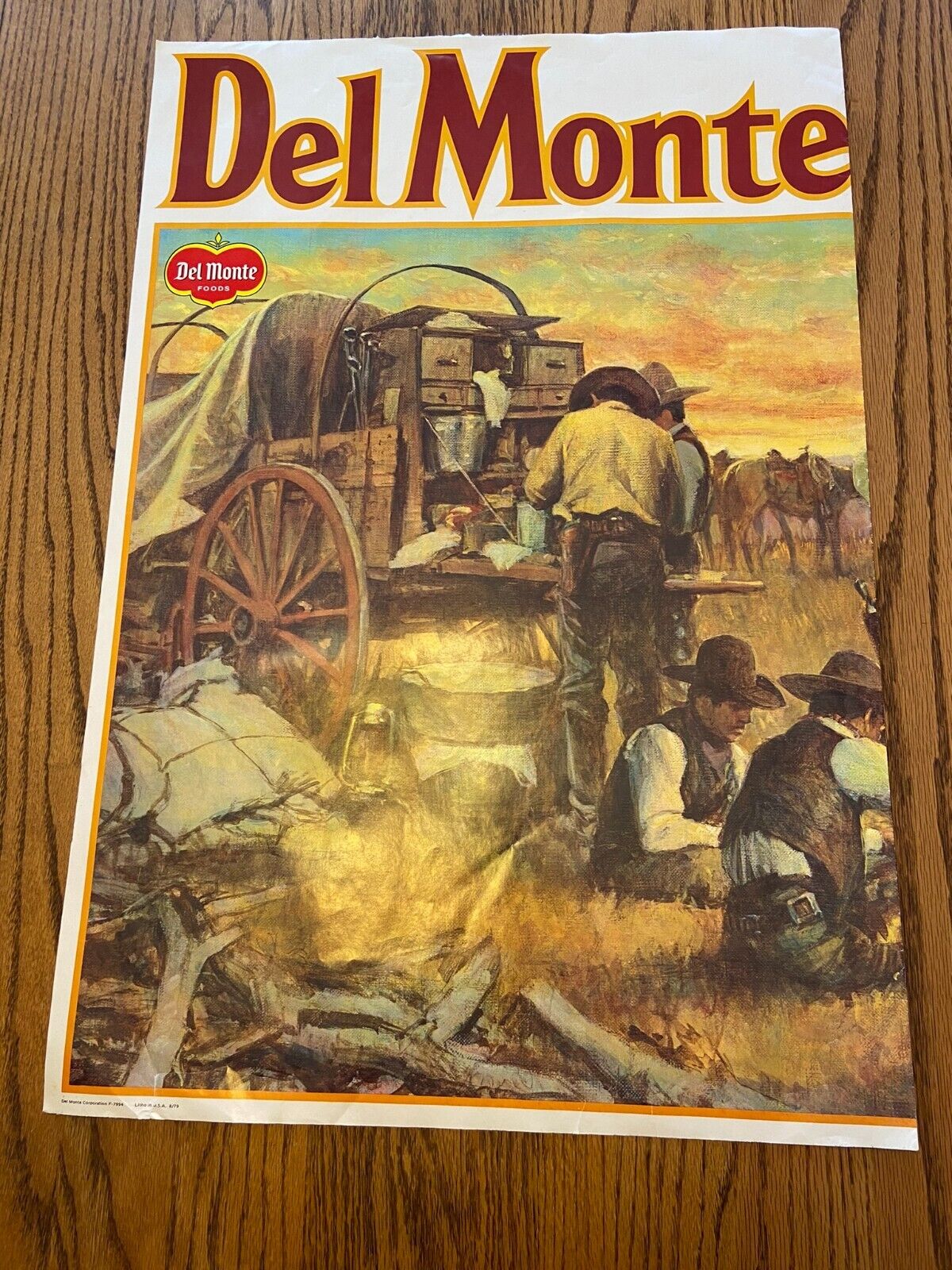 Del Monte Round Up Poster Litho Camp Fire + Chuck Wagon 1979 Guy Deel