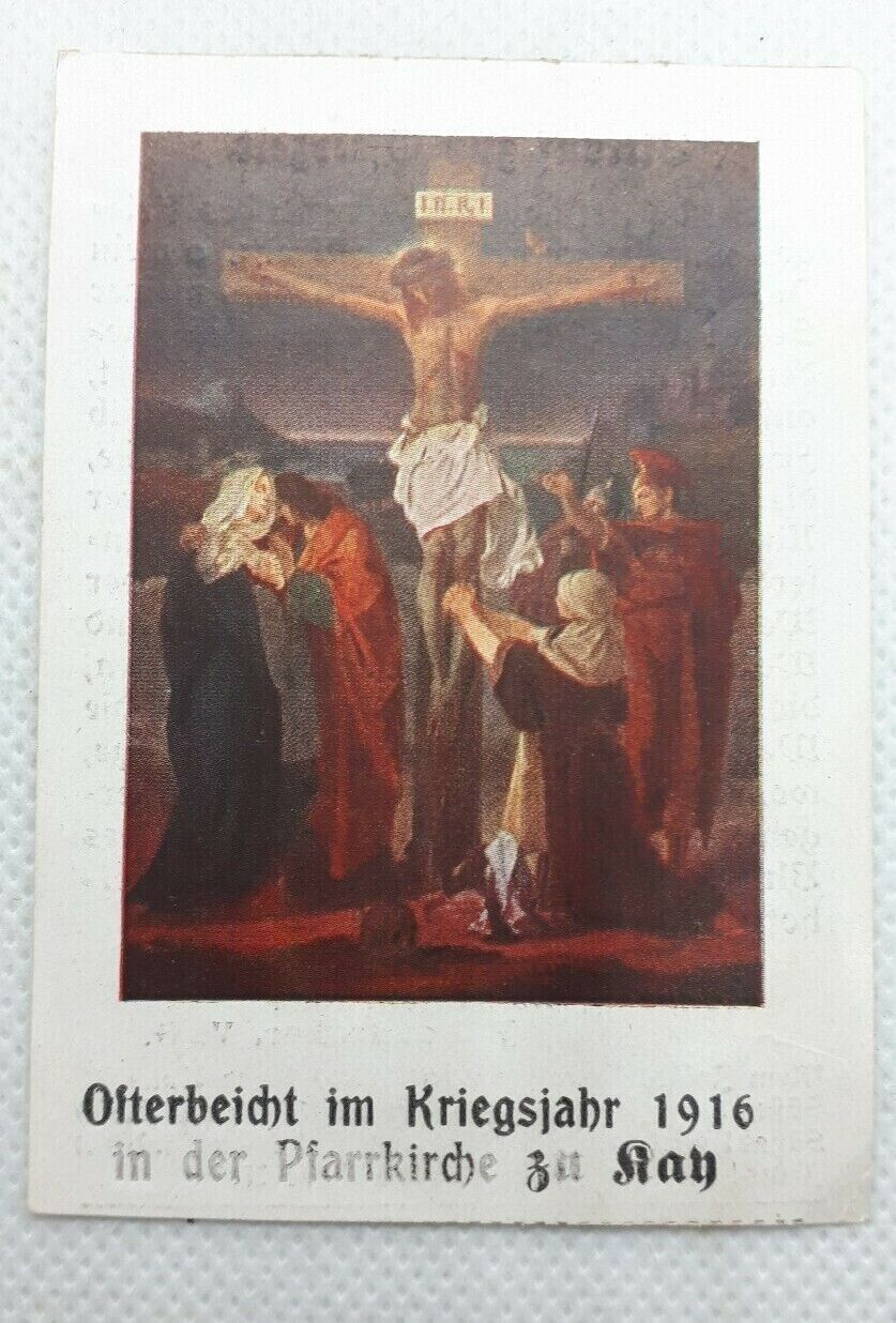 Crucifixion of Jesus - Catholic vintage card 1916. Germany holy card.