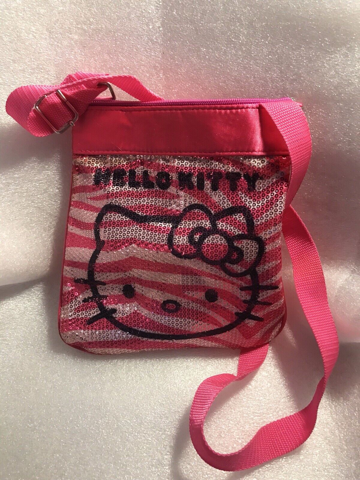 Sanrio Hello Kitty Pink Sequence Preowned Purse With Damaged Zipper