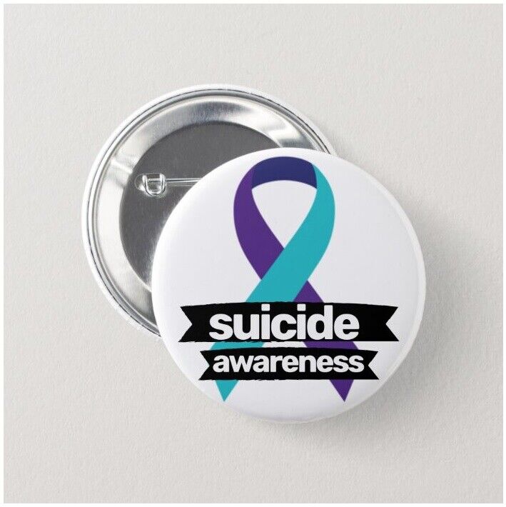 2 x Suicide Awareness Buttons (medical alert, 25mm, pins, badges, mental)