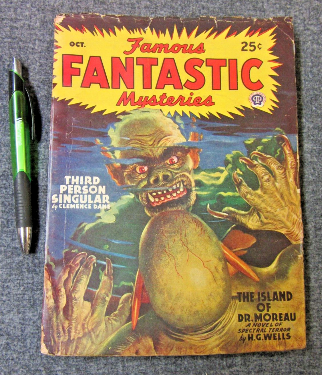 Famous Fantastic Mysteries October 1946 Pulp Magazine Good+ Great Color Cover