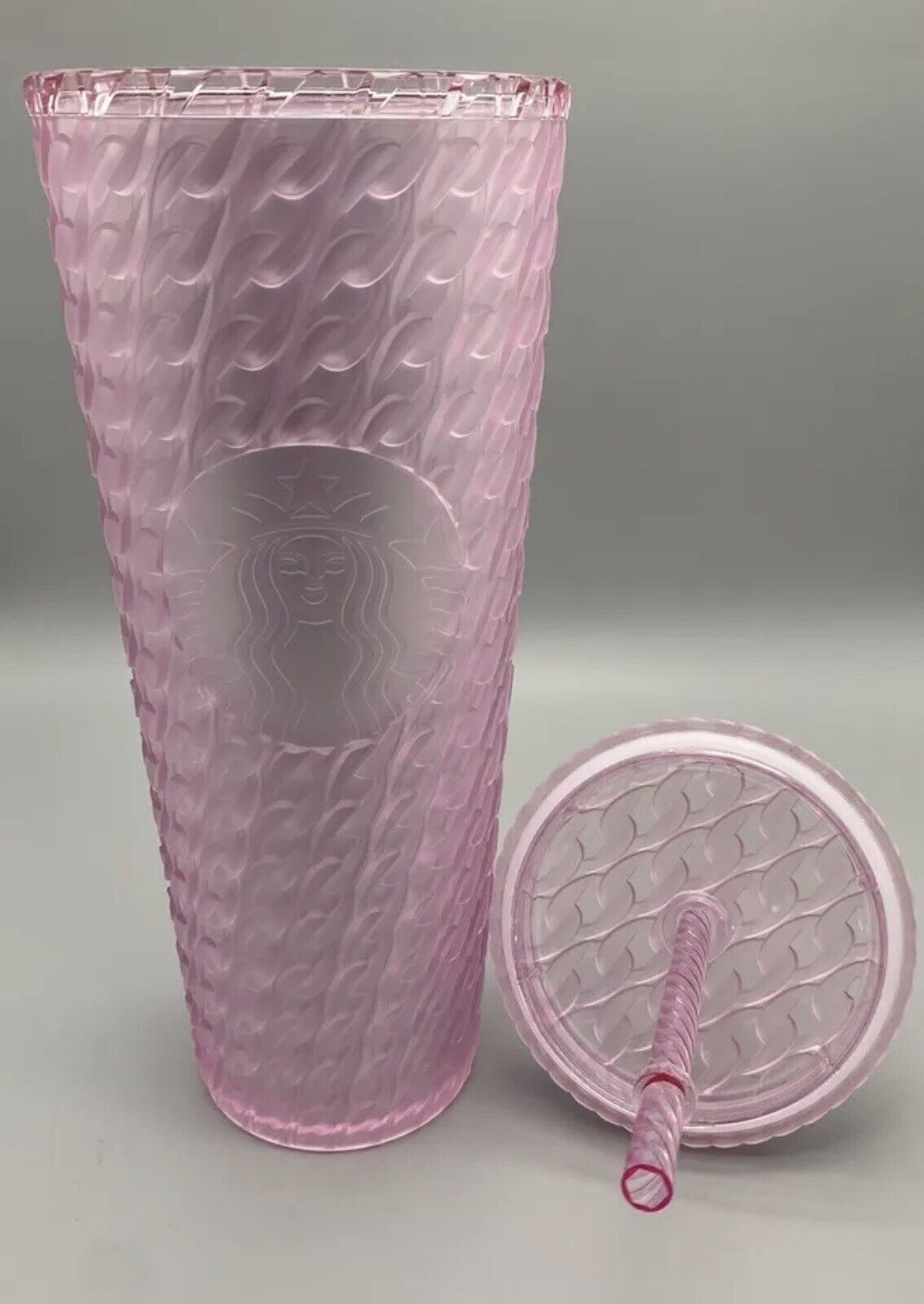 Starbucks 2024 Matte Light Pink Soft Touch Chain Link Venti Cold Cup Tumbler