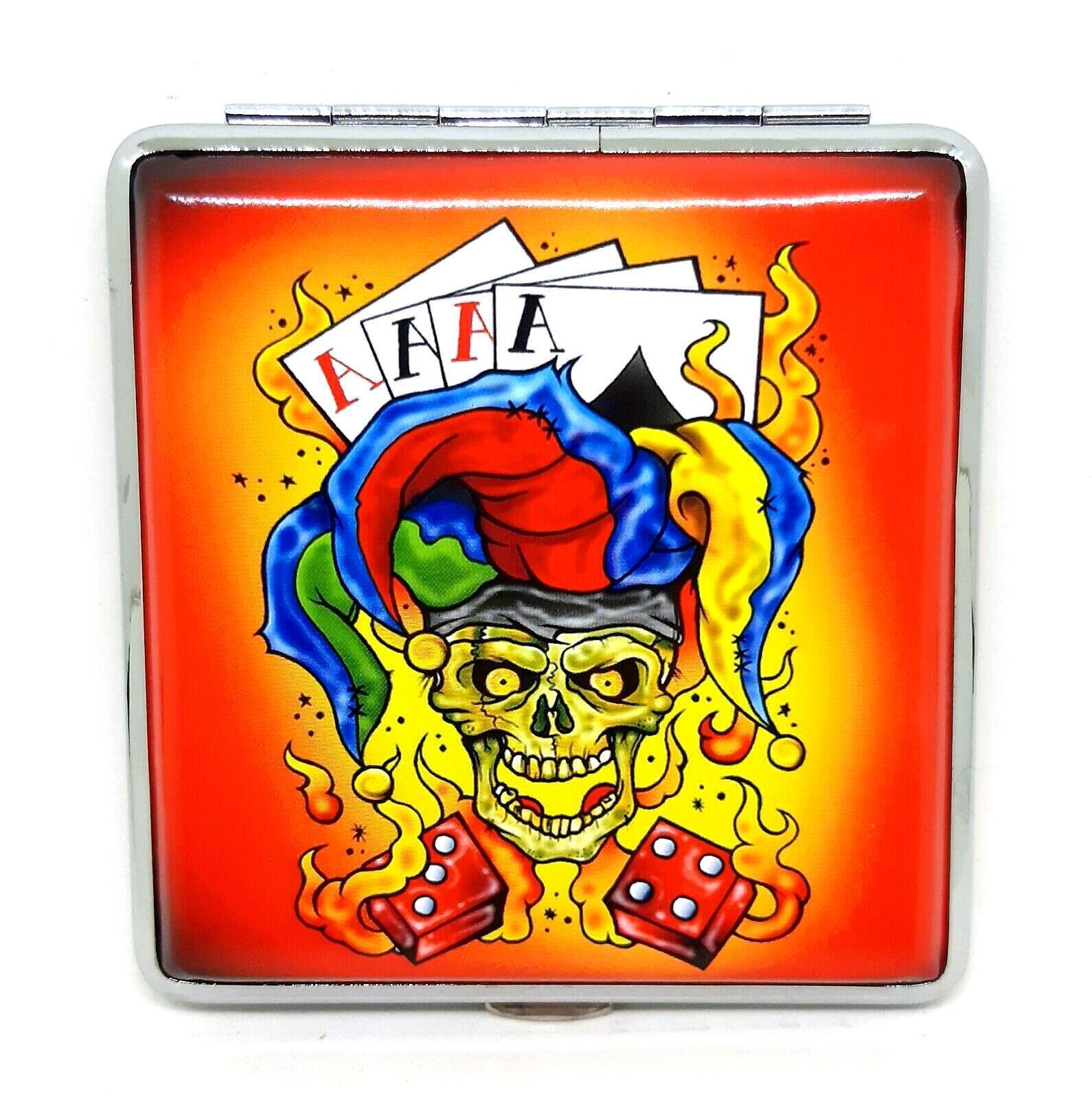 RYO Tattoo Four Aces Silver Framed PU Leather King Size Cigarette Case
