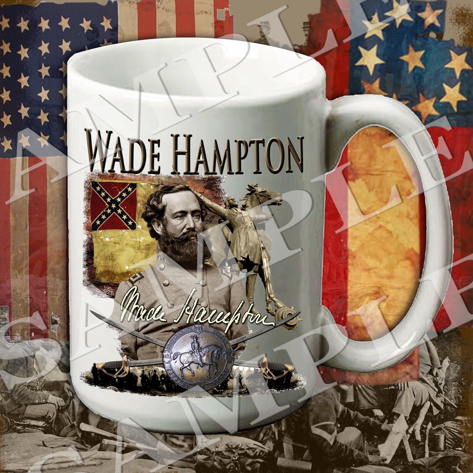Wade Hampton Signature Series 15-ounce American Civil War themed coffee mug
