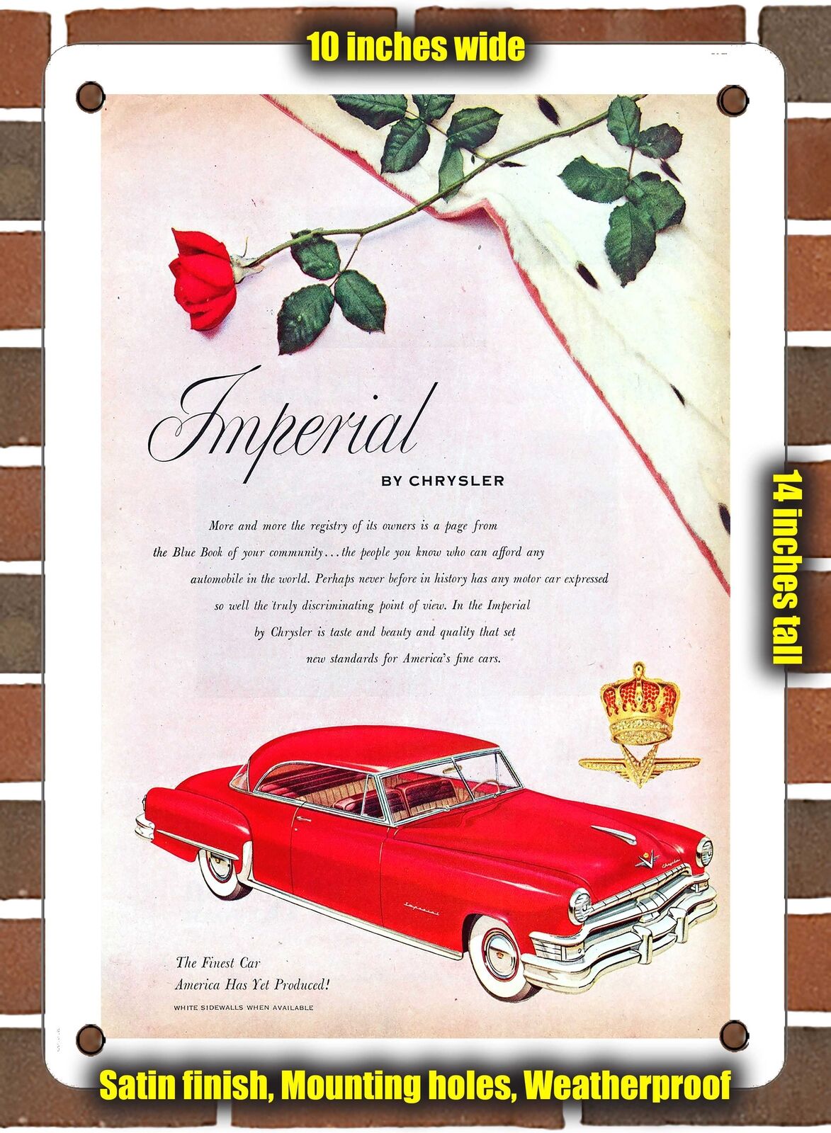 METAL SIGN - 1952 Chrysler Imperial Newport - 10x14 Inches