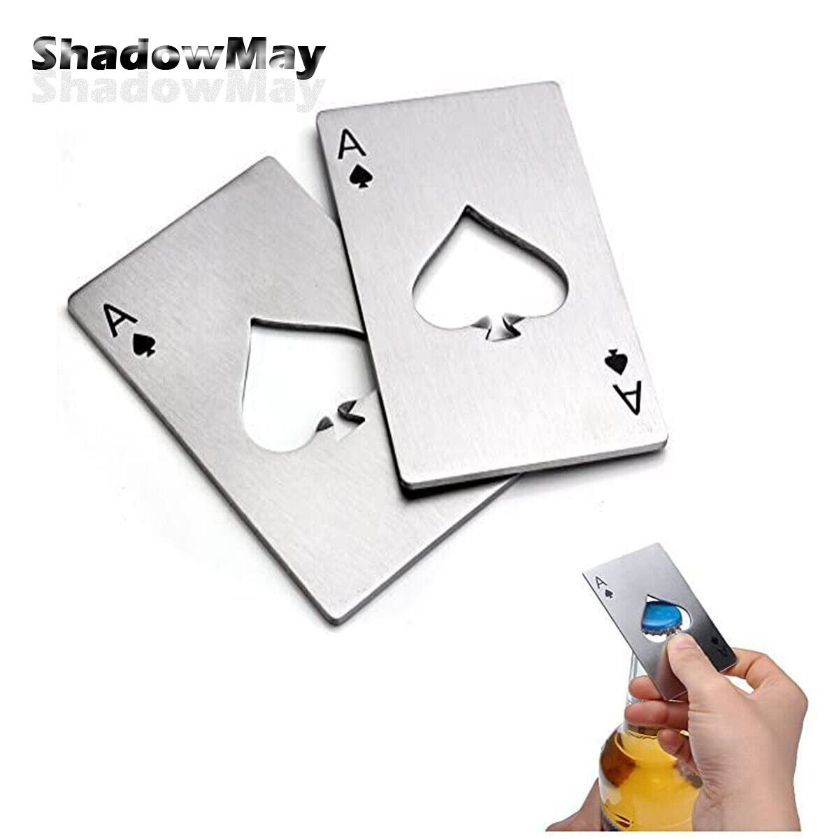 2 Pack Stainless Steel Beer Bottle Opener Ace Poker Size For Party Bar Family