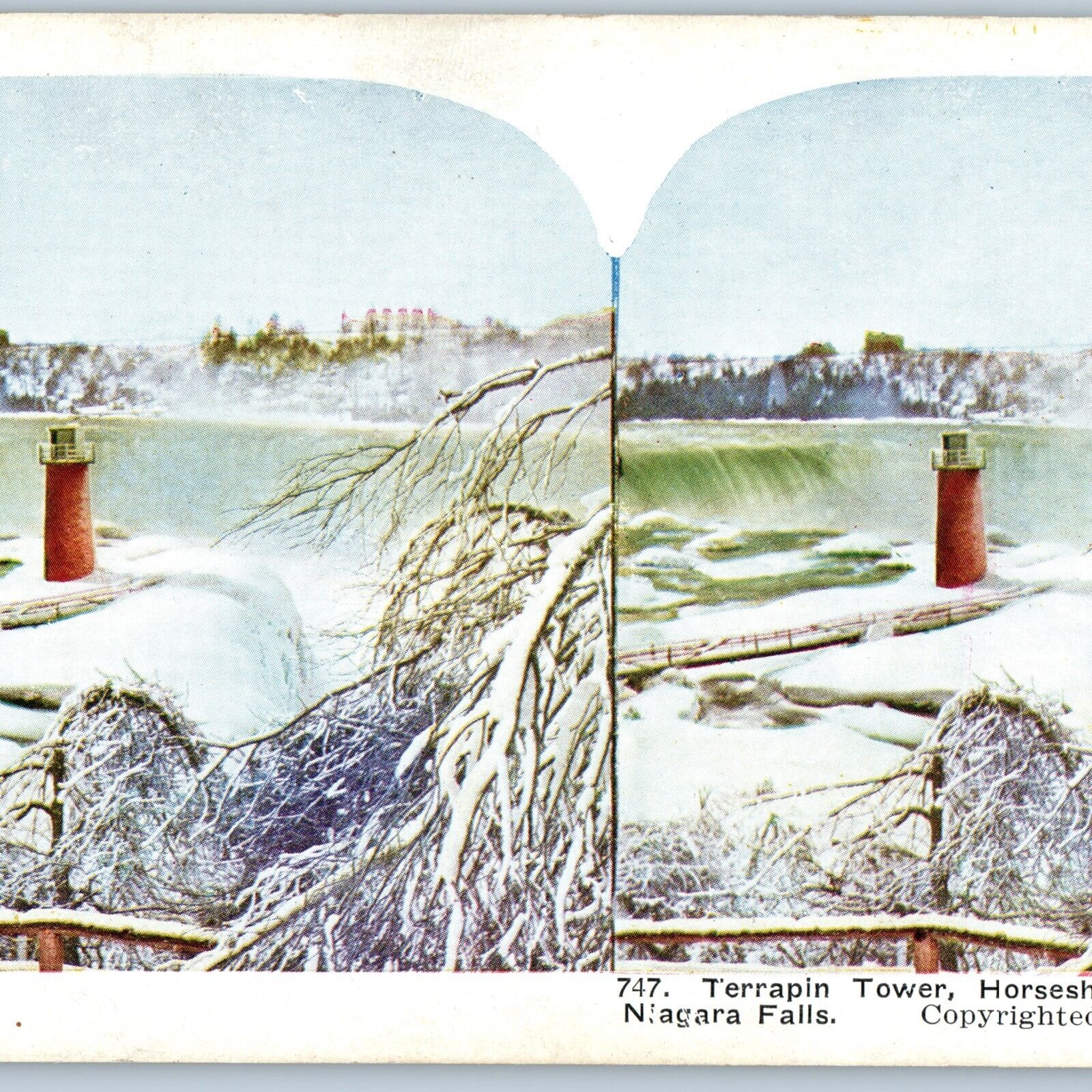 c1900s Niagara Falls, Terrapin Tower Horseshoe Goat Stereoview Lighthouse V36