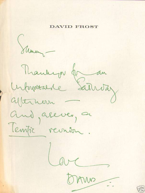 David Frost Hand Written Signed Personal Letter to Sammy Davis Jr PSA/DNA LOA