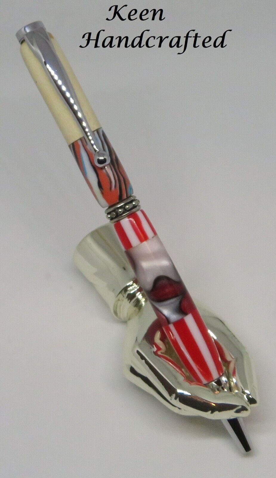 kq - Keen Handcrafted Handmade Segmented Chrome Slimline Pen