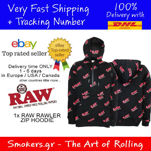 1x RAW OFFICIAL / ORIGINAL RAWLER ZIP HOODIE SIZE - M - ROLLING PAPERS