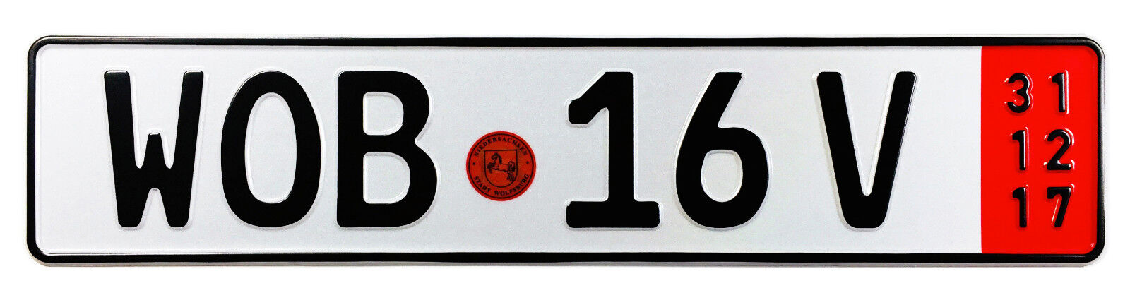 VW Wolfsburg Red Export German License Plate by Z Plates wtih Unique Number NEW