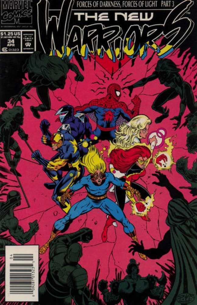 The New Warriors #34 Newsstand Cover (1990-1996) Marvel Comics
