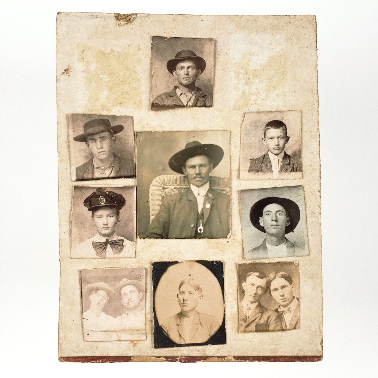 Affectionate Men Gem Photo Collection Card c1910 Old West Hats Mounted A3809