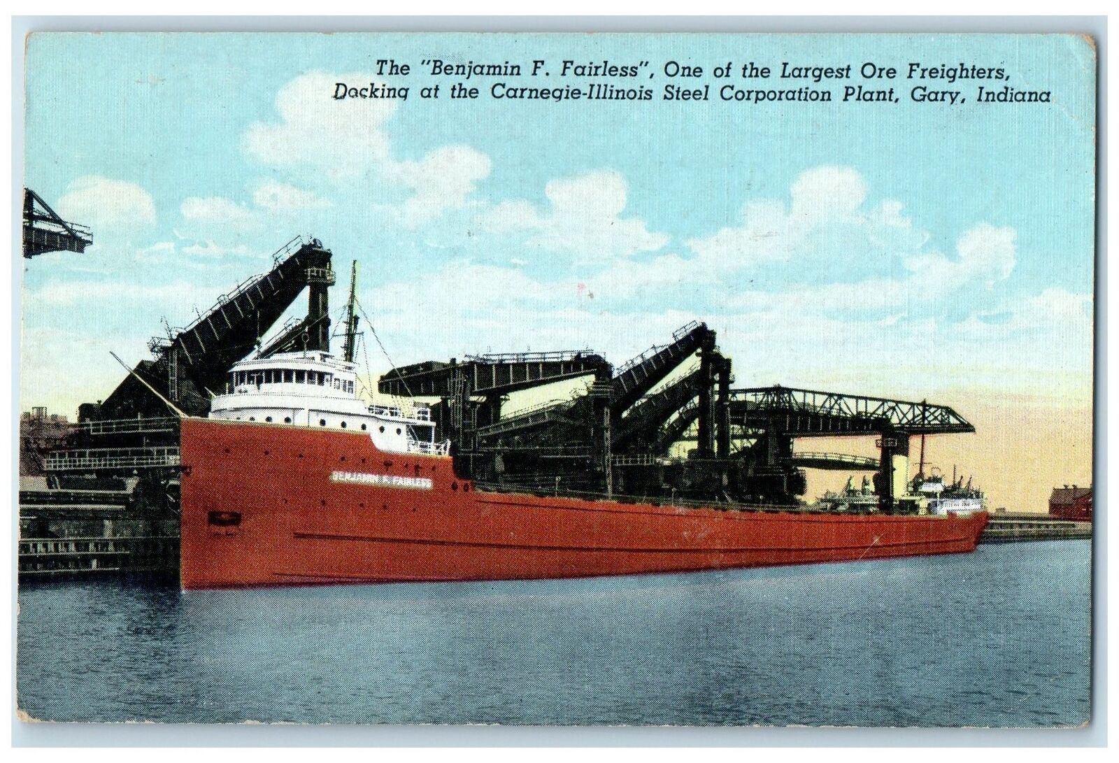 1948 The Benjamin F. Fairless One Of Largest Ore Freighters Gary IN Postcard