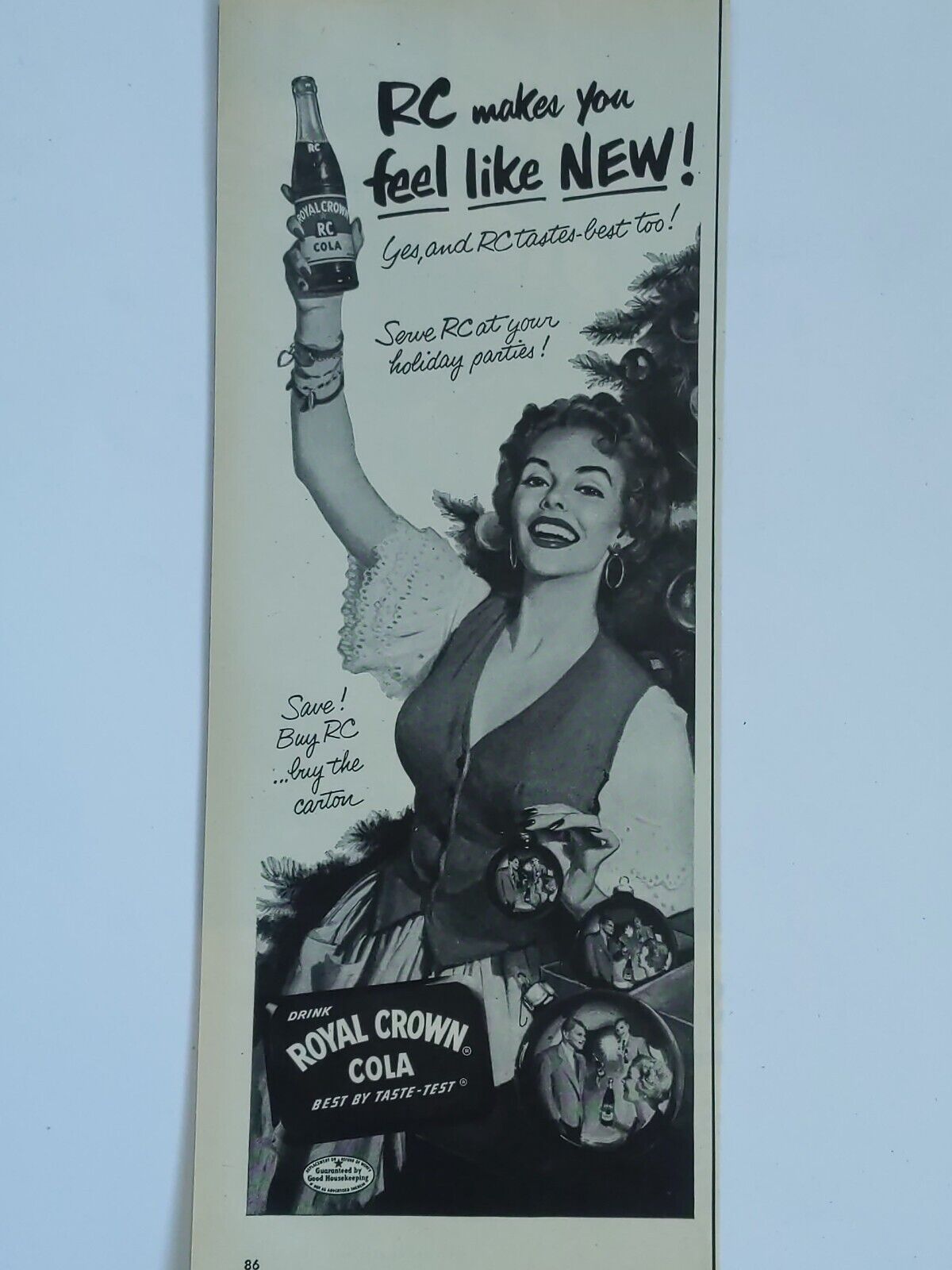 1953 vintage Royal crown cola print ad. Best by taste test