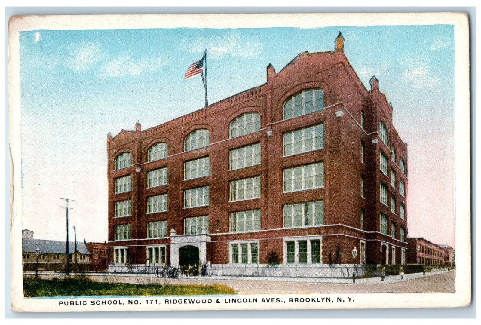 c1930\'s Public School No. 171 Ridgewood & Lincoln Aves. Brooklyn NY Postcard
