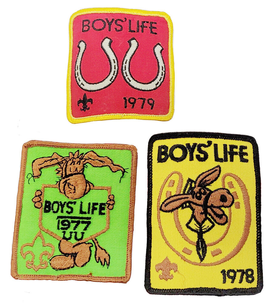 Set 1977 1978 1979 Boys Life Boy Scout Patches Square BSA Magazine Cub Webelos