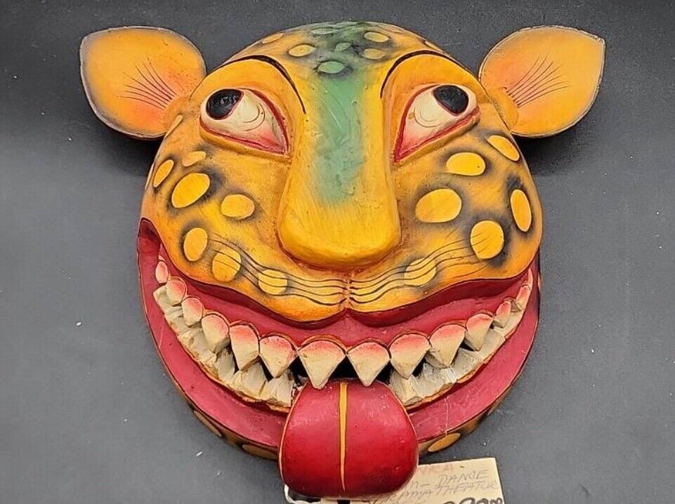 Vintage Sri Lanka Kolam Carved Wooden Mask