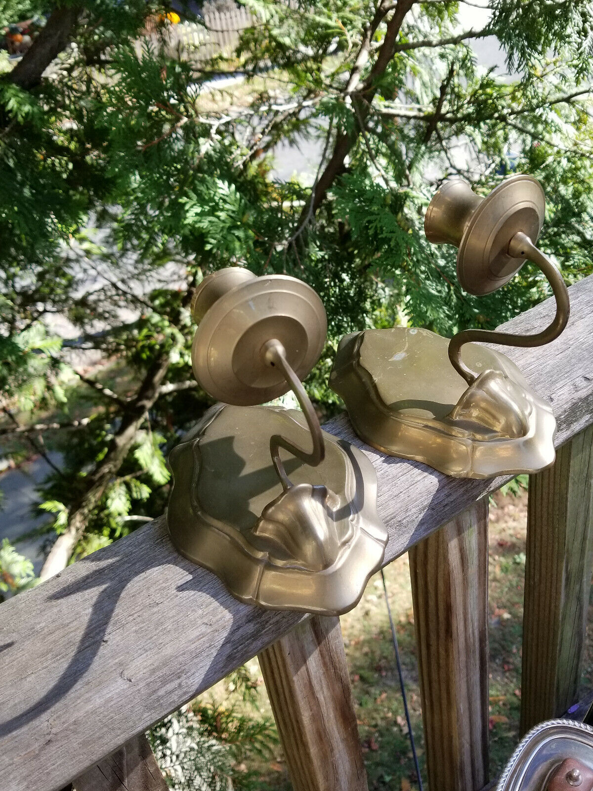 PAIR OF BRASS CANDLE WALL SCONCES