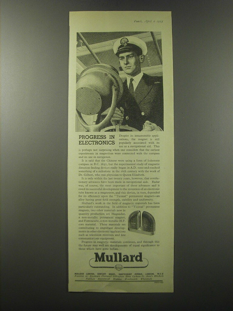1955 Mullard Electronics Ad - Progress in Electronics