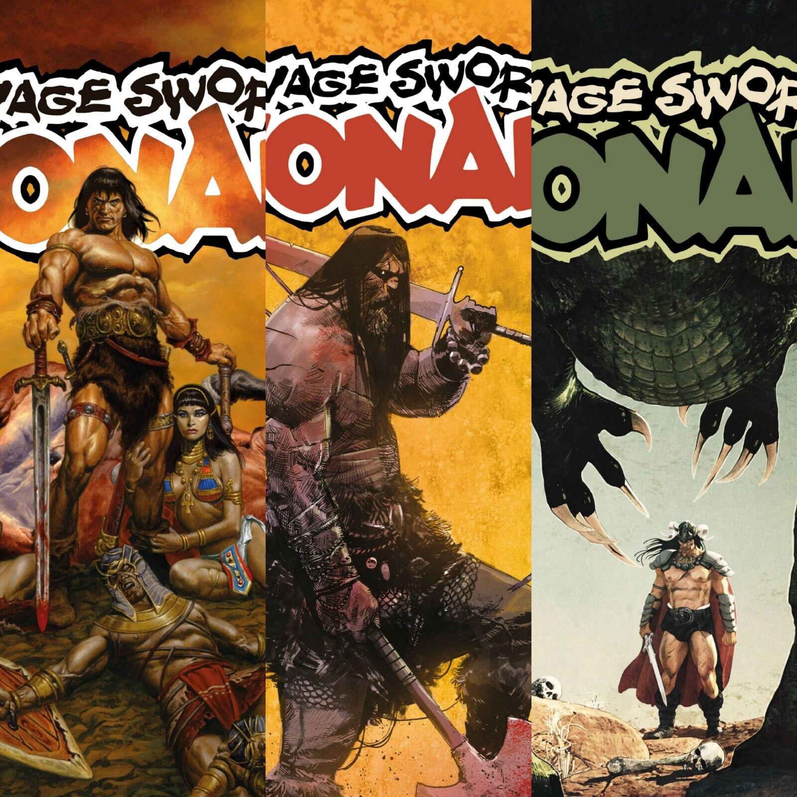 SAVAGE SWORD OF CONAN #1 (OF 6)  A/B/C - Lot of 3 - Bagged &Boarded 