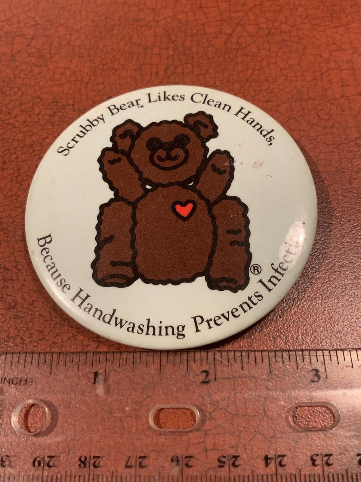 Scrubby Bear Likes Clean Hands Handwashing Prevents Infection Medical Pin Button