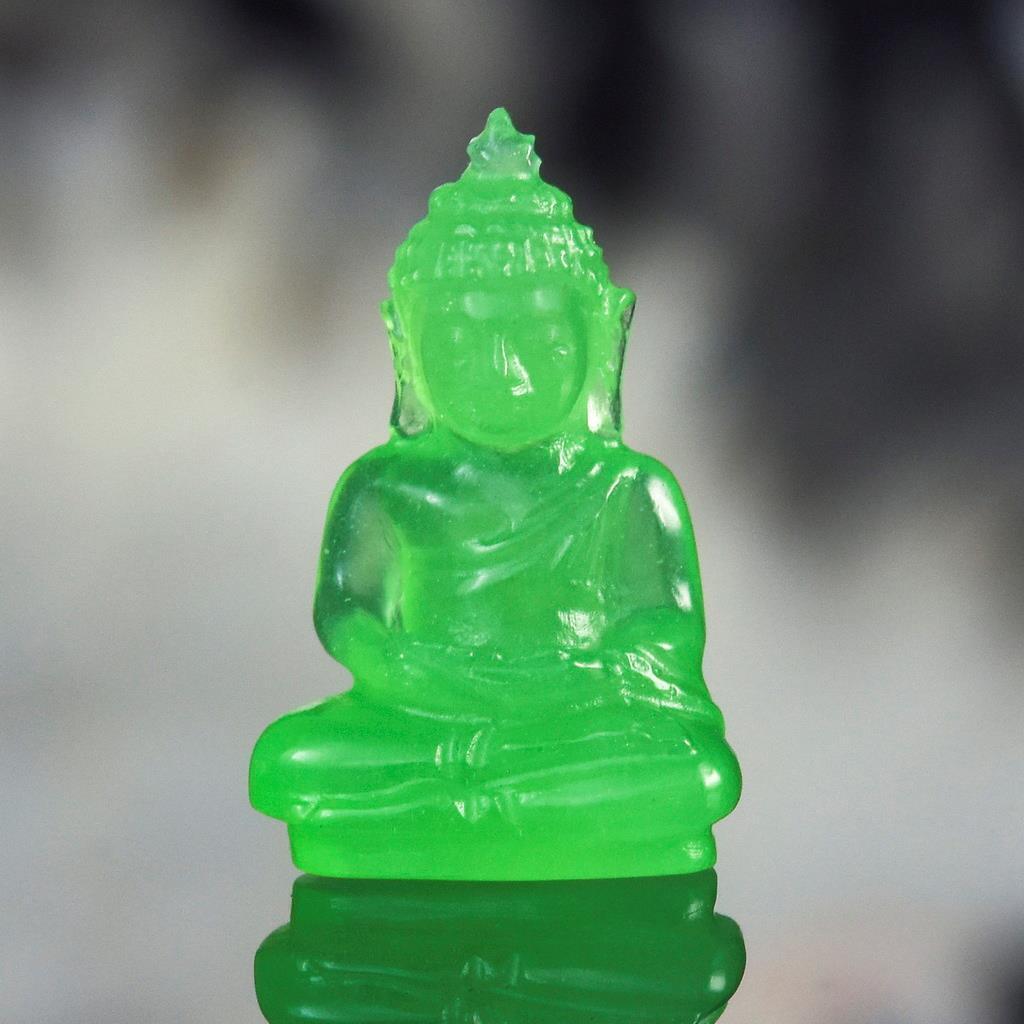 Miniature Image of the Buddha Sculpture Apple Green Chalcedony Carving 7.10 cts